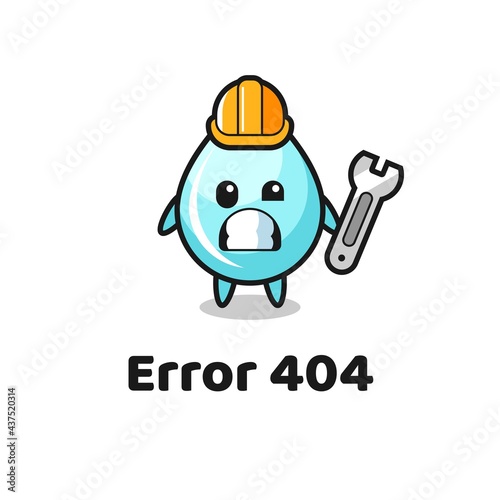 error 404 with the cute water drop mascot