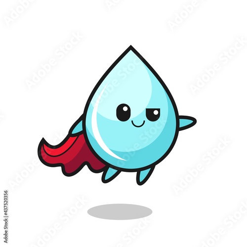 cute water drop superhero character is flying