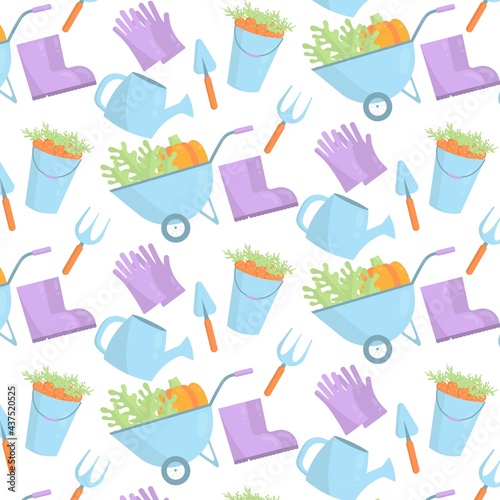 Vector seamless pattern on the theme of gardening in a flat style