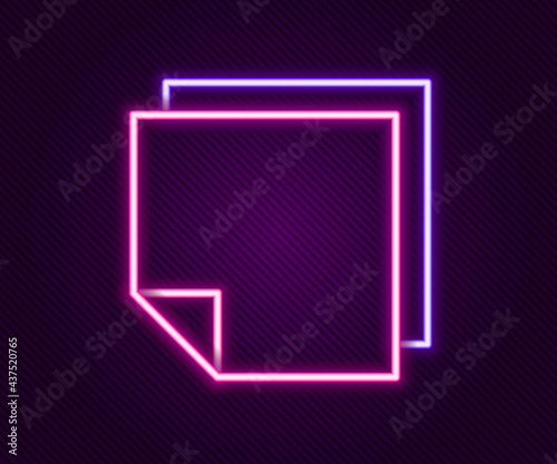 Glowing neon line Post note stickers icon isolated on black background. Sticky tapes with space for text or message. Colorful outline concept. Vector