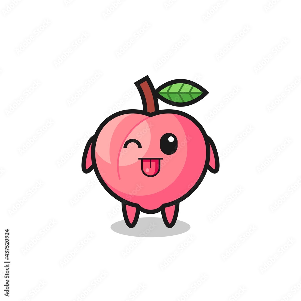 cute peach character in sweet expression while sticking out her tongue cute peach character in sweet expression while sticking out her tongue