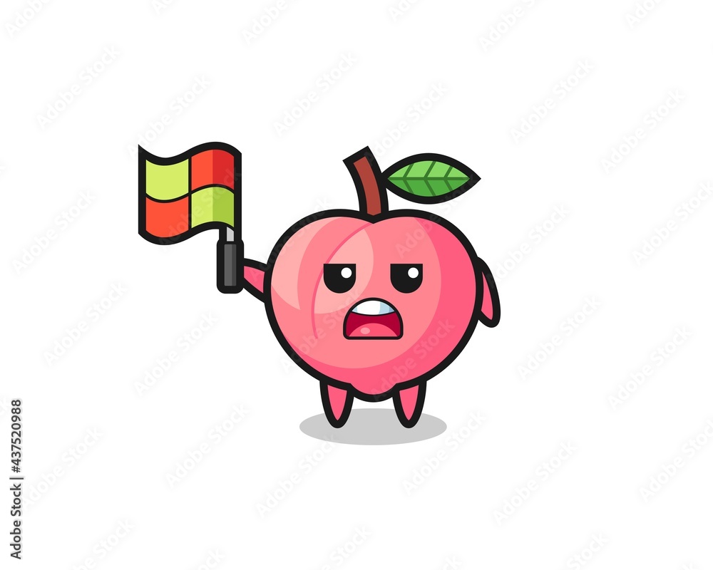 peach character as line judge putting the flag up peach character as line judge putting the flag up