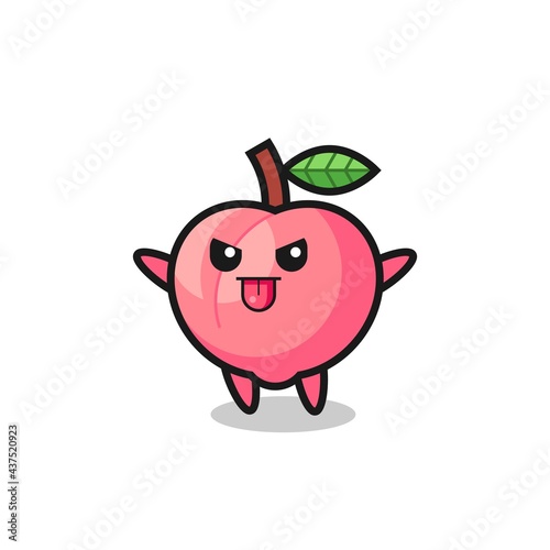 naughty peach character in mocking pose