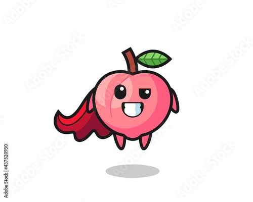 the cute peach character as a flying superhero