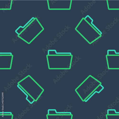 Line Document folder icon isolated seamless pattern on blue background. Accounting binder symbol. Bookkeeping management. Vector