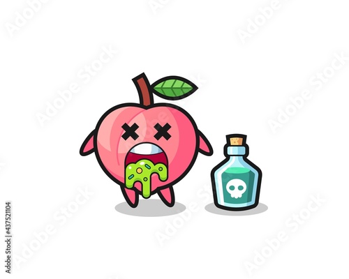 illustration of an peach character vomiting due to poisoning