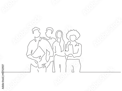 Teamwork line drawing, vector illustration design.