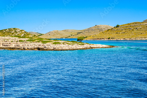 Rocky coast of Croatia, sea and islands in the sea, Croatia, vacation travel concept.
