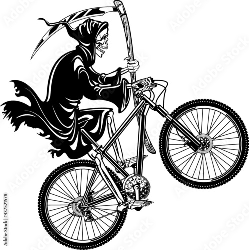grim reaper riding a mountain bike