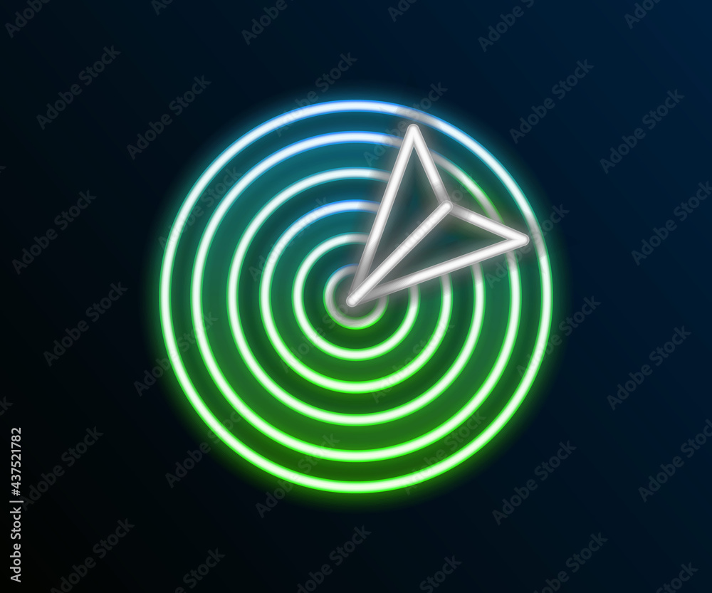 Glowing neon line Target sport icon isolated on black background. Clean target with numbers for shooting range or shooting. Colorful outline concept. Vector Glowing neon line Target sport icon isolated on black background. Clean target with numbers for shooting range or shooting. Colorful outline concept. Vector