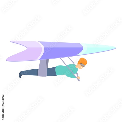 Flying hang glider icon. Cartoon of Flying hang glider vector icon for web design isolated on white background