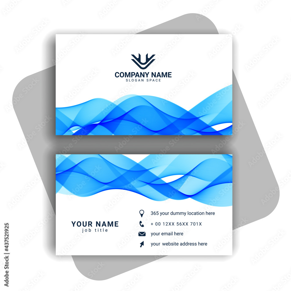 Fototapeta premium blue modern business card design with wavy shape