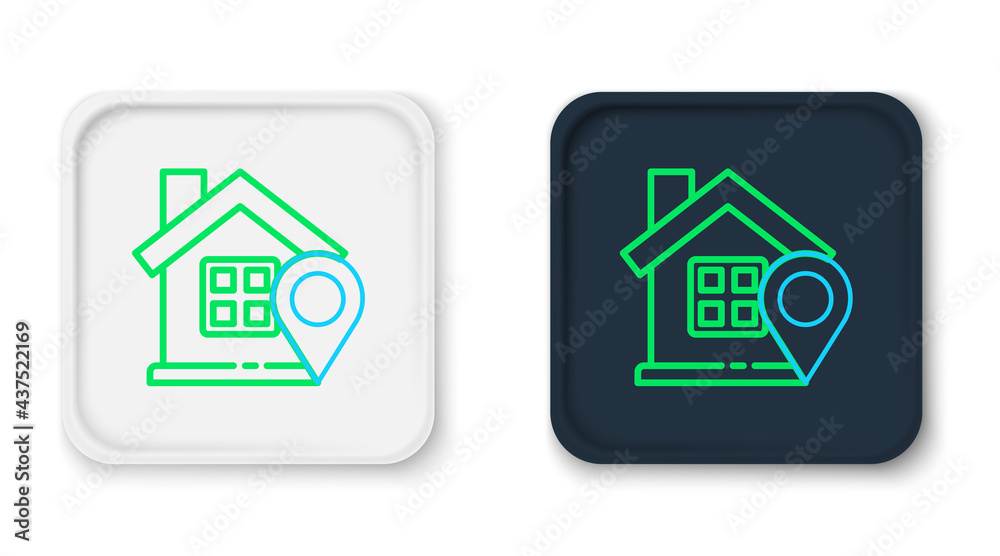 Line Map pointer with house icon isolated on white background. Home location marker symbol. Colorful outline concept. Vector Line Map pointer with house icon isolated on white background. Home location marker symbol. Colorful outline concept. Vector