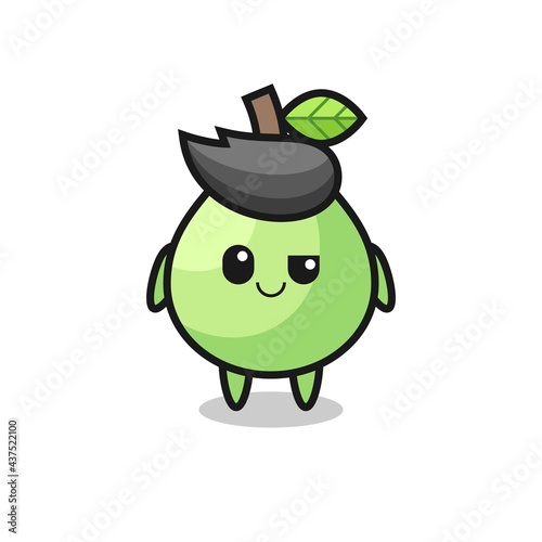guava cartoon with an arrogant expression