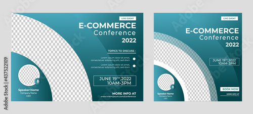 Business Conference live webinar banner invitation and social media post template. Business webinar invitation design. Vector EPS	