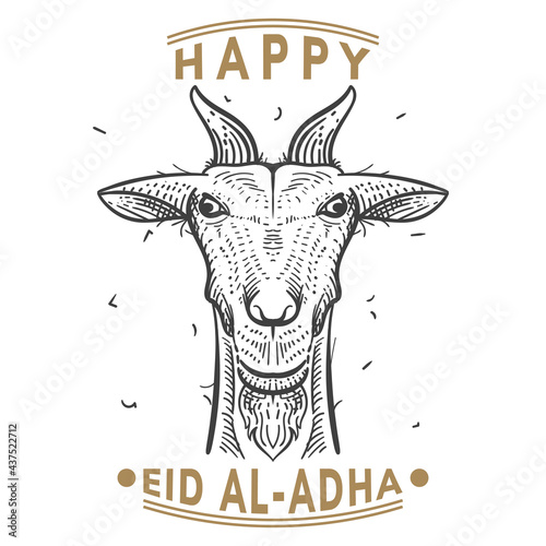 Eid Al Adha with Goat Head Illustration