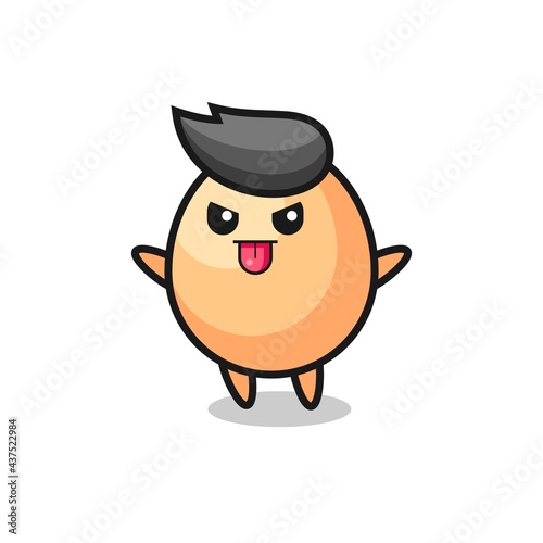 naughty egg character in mocking pose