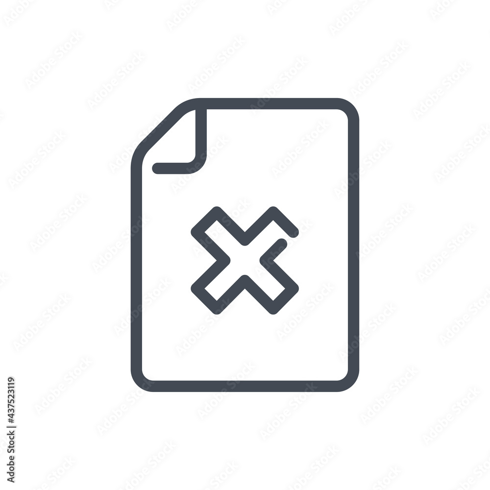 Obraz premium Cancel document line icon. Wrong doc and delete file vector outline sign.