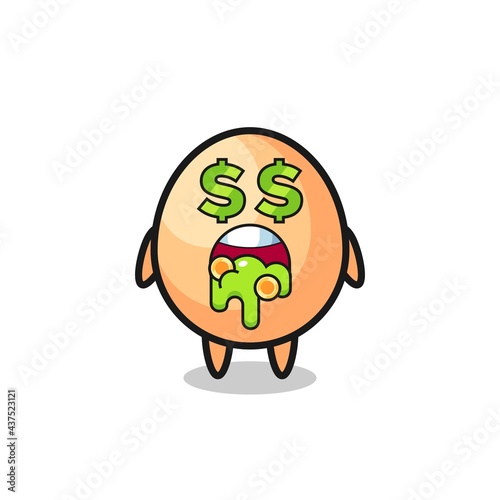 egg character with an expression of crazy about money