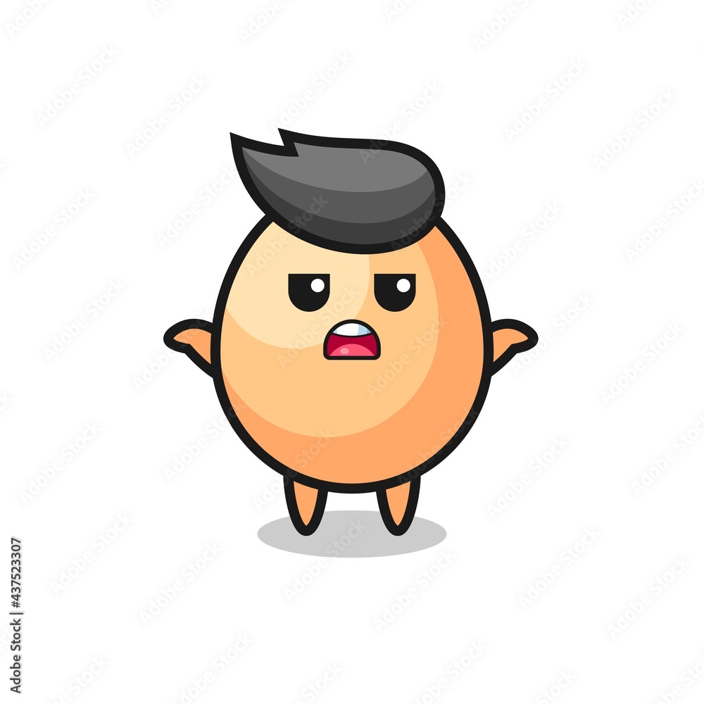 egg mascot character saying I do not know