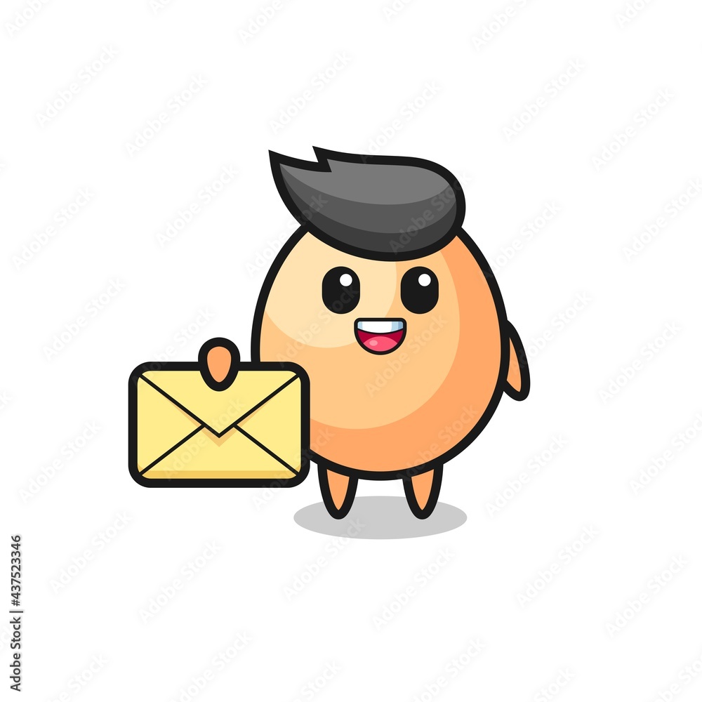 cartoon illustration of egg holding a yellow letter