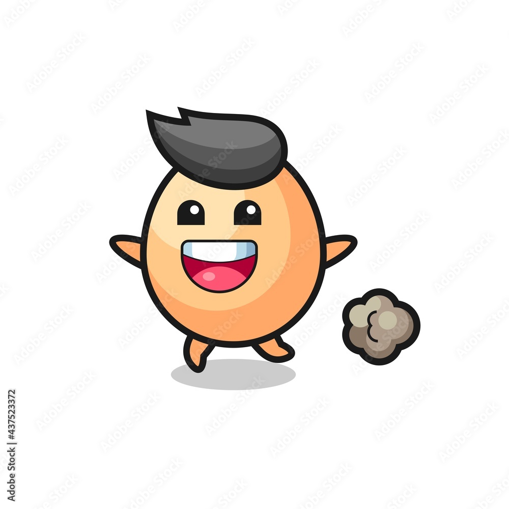 the happy egg cartoon with running pose