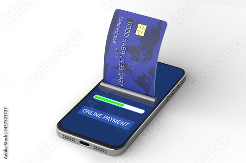 Transferring payments using a smartphone. Contactless payment. Pay with your smartphone. E-commerce, e-commerce, mobile payment concepts. Modern graphic elements. 3D render.
