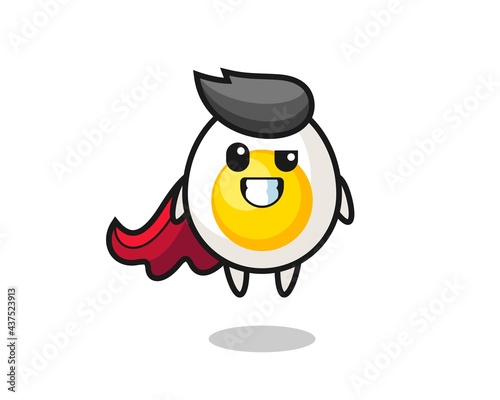 the cute boiled egg character as a flying superhero © heriyusuf