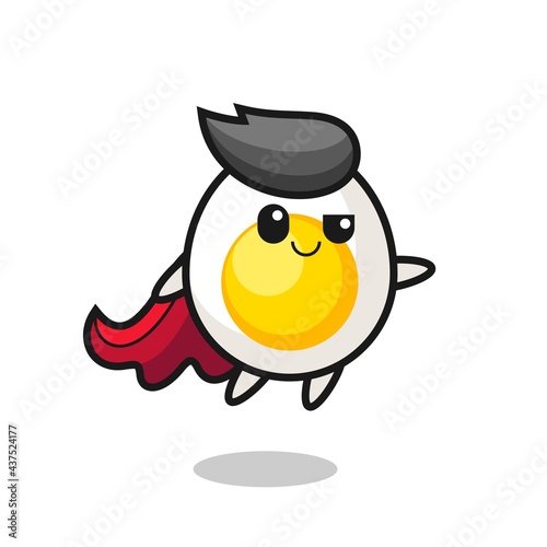 cute boiled egg superhero character is flying © heriyusuf