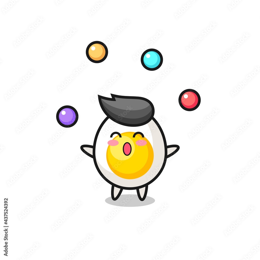 the boiled egg circus cartoon juggling a ball