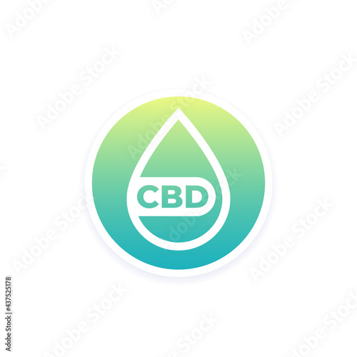 CBD oil drop round icon