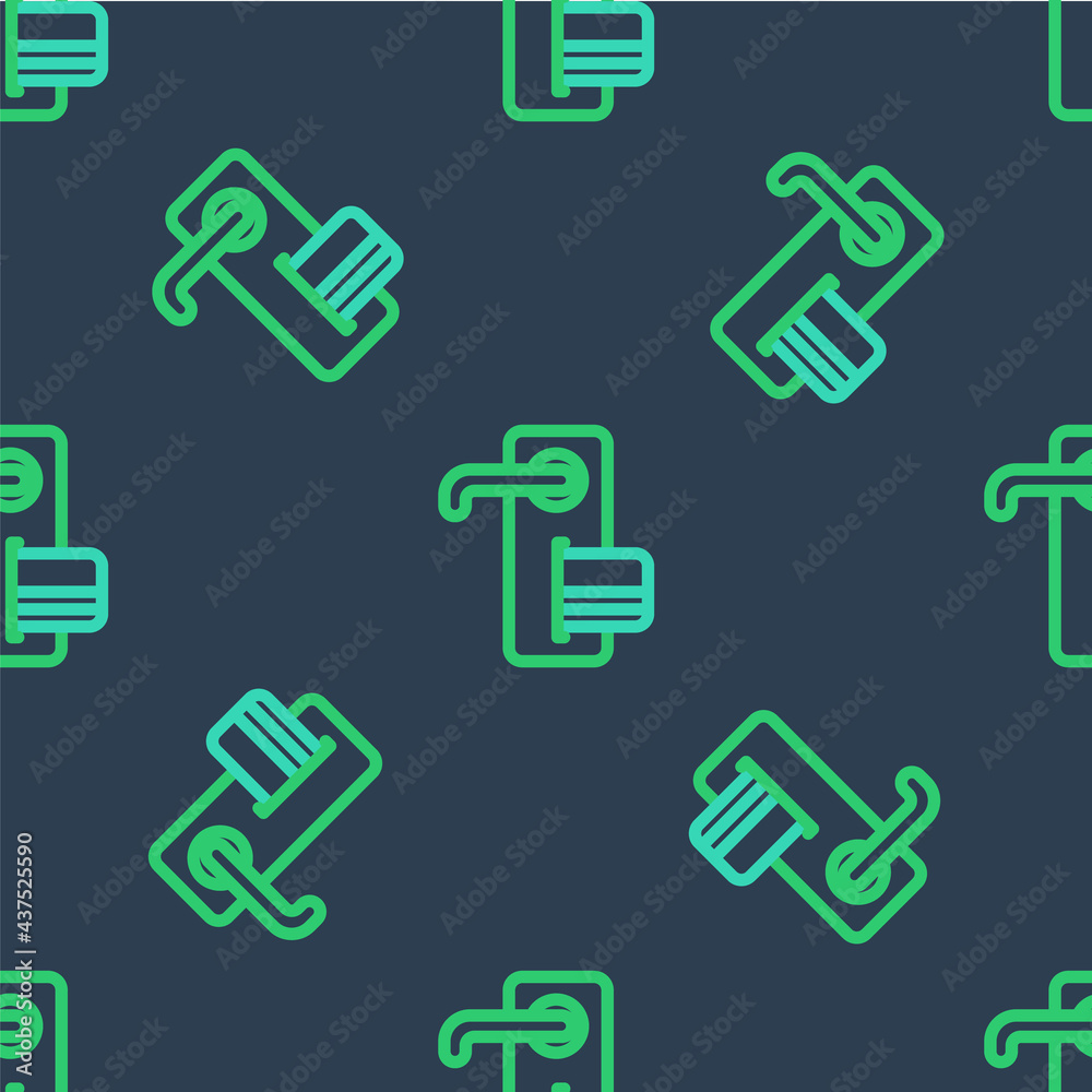 Line Digital door lock with wireless technology for unlock icon isolated seamless pattern on blue background. Door handle sign. Security smart home. Vector Line Digital door lock with wireless technology for unlock icon isolated seamless pattern on blue background. Door handle sign. Security smart home. Vector