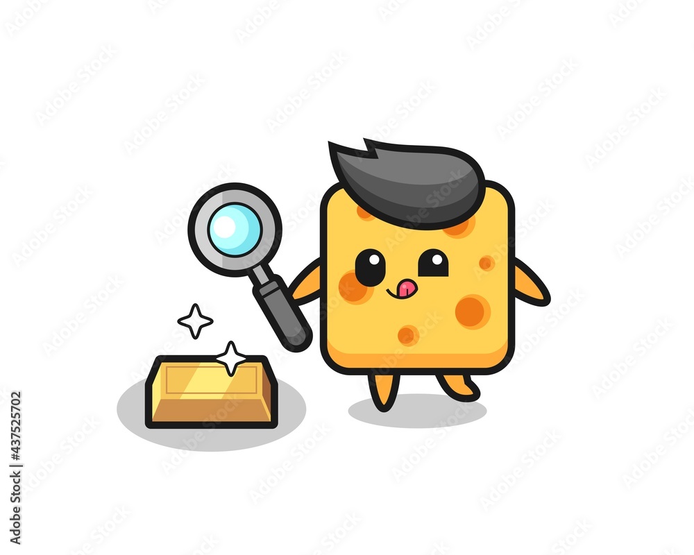 cheese character is checking the authenticity of the gold bullion cheese character is checking the authenticity of the gold bullion