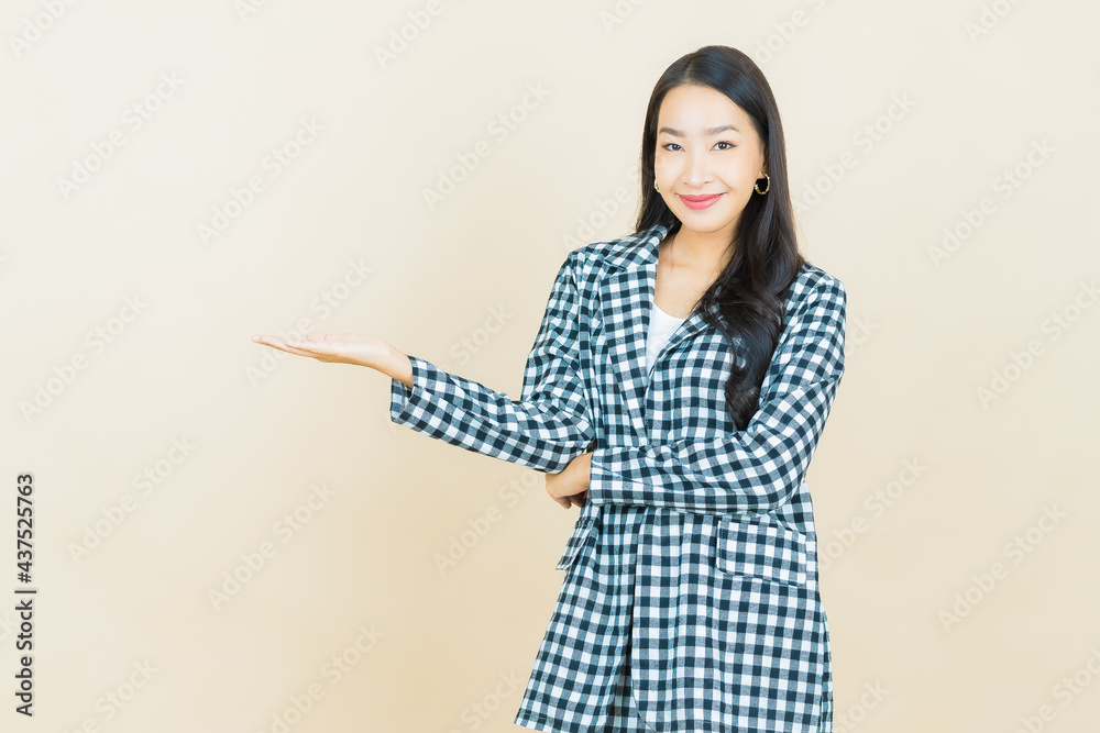 Portrait beautiful young asian woman smile with action Portrait beautiful young asian woman smile with action