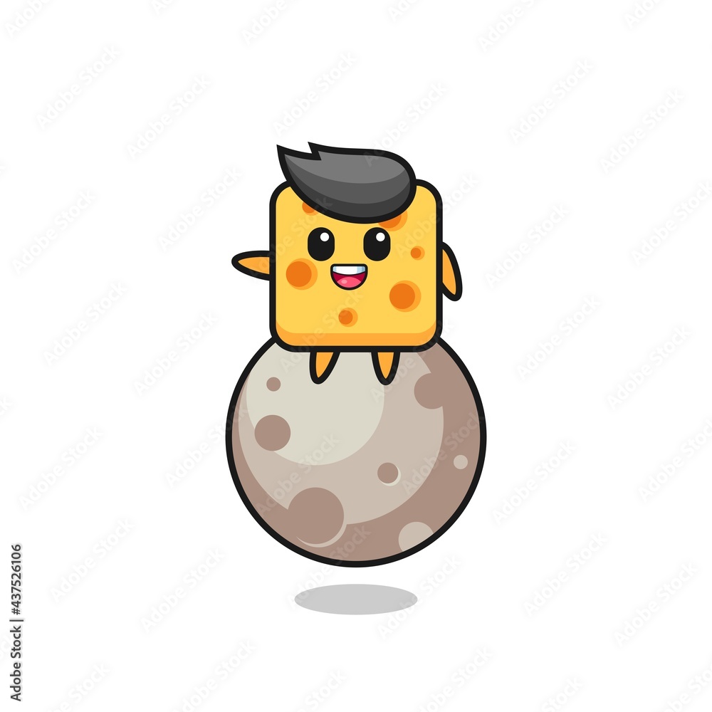 illustration of cheese cartoon sitting on the half moon illustration of cheese cartoon sitting on the half moon