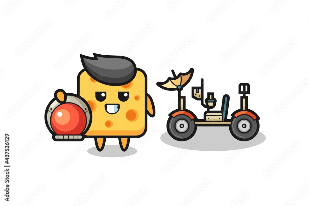 the cheese pirate character holding sword beside a treasure box