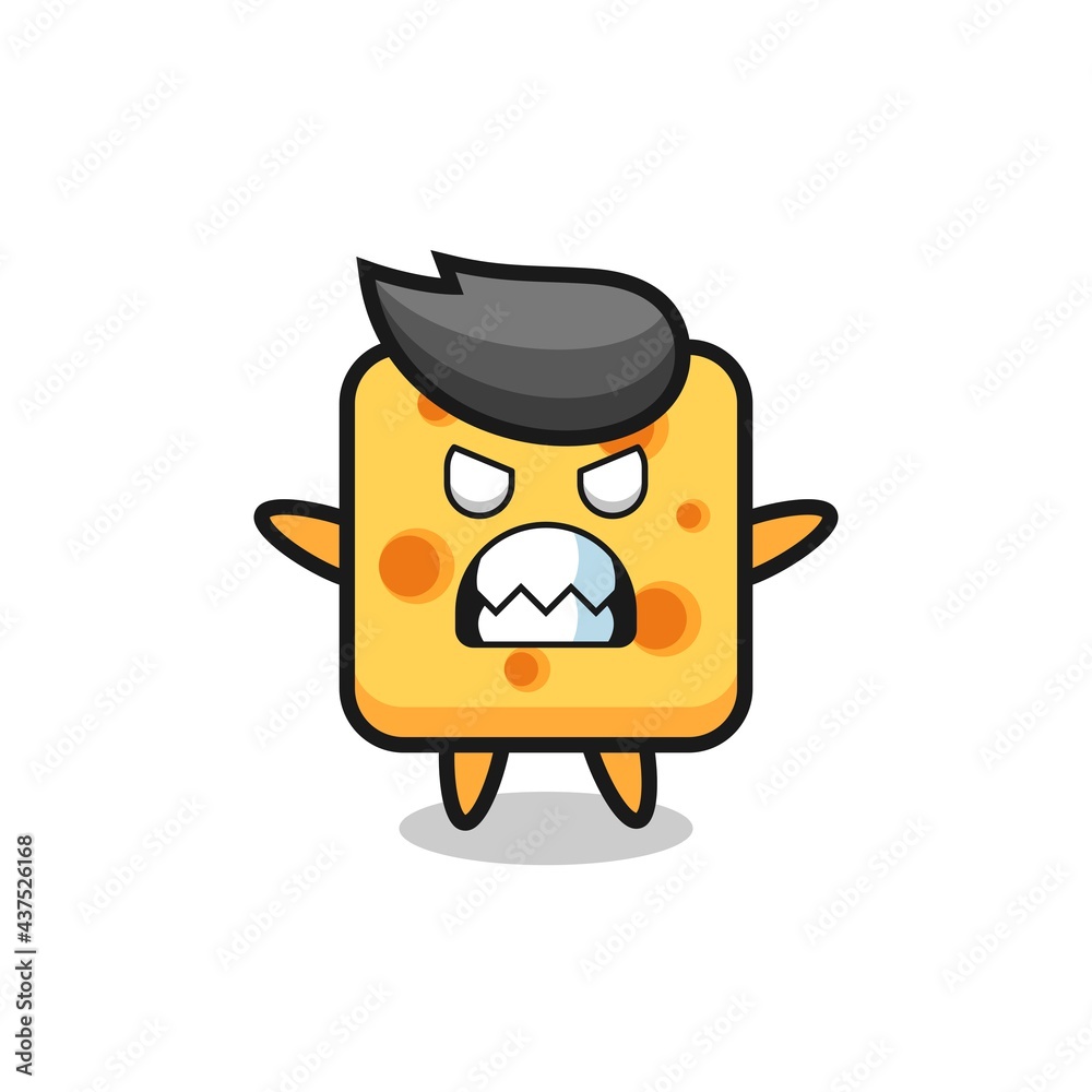 cute cheese cartoon in a very angry pose