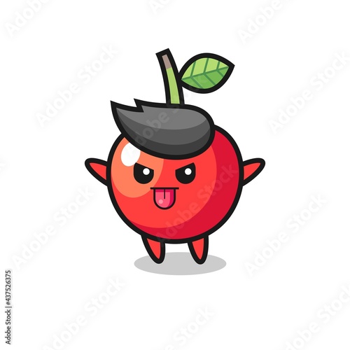 naughty cherry character in mocking pose