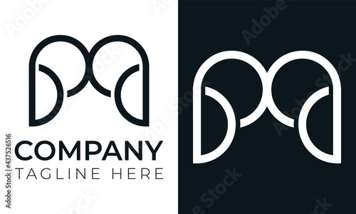 Initial letter m logo vector design template. Creative modern trendy m and p typography and black colors.