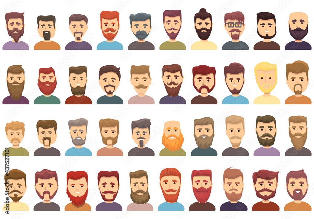 Beard icons set. Cartoon set of beard vector icons for web design Beard icons set. Cartoon set of beard vector icons for web design