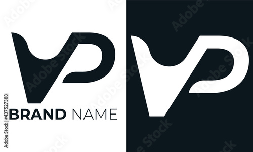 Initial letter vp logo vector design template. Creative modern trendy v and p typography and black colors. photo