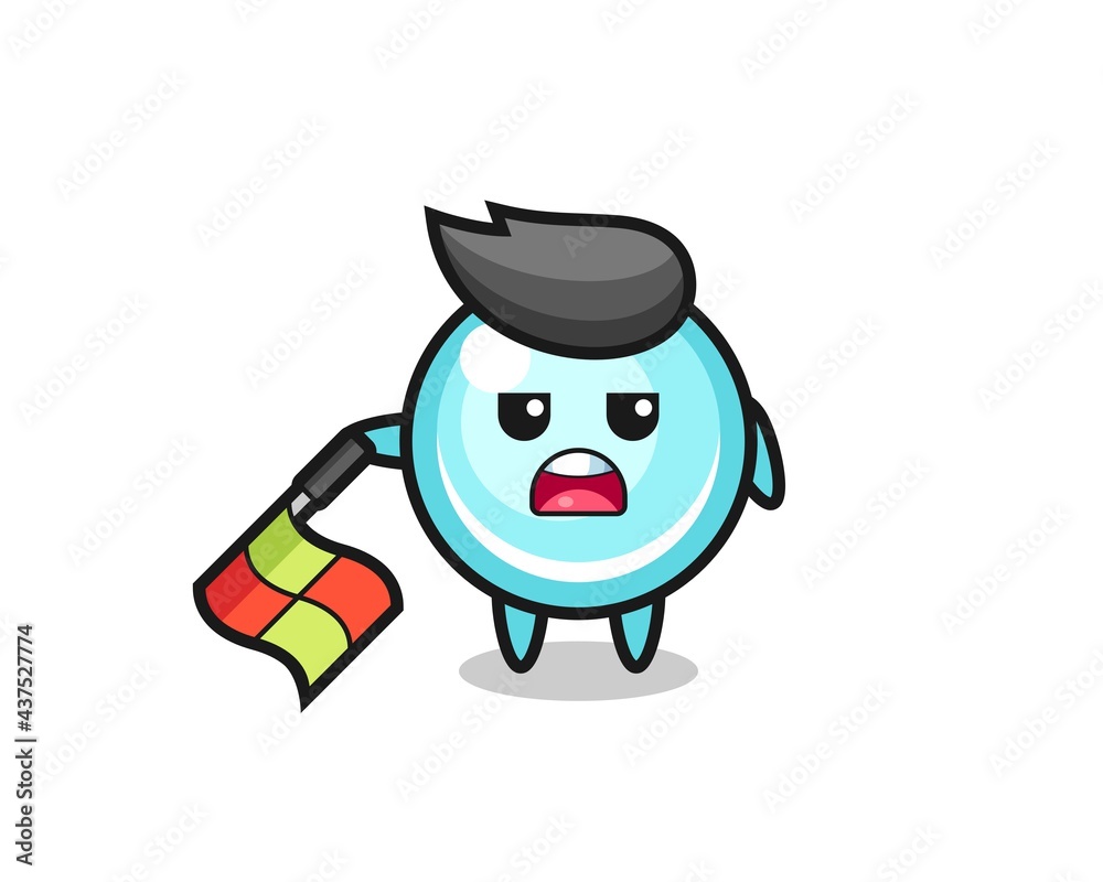 bubble character as line judge hold the flag down at a 45 degree angle bubble character as line judge hold the flag down at a 45 degree angle