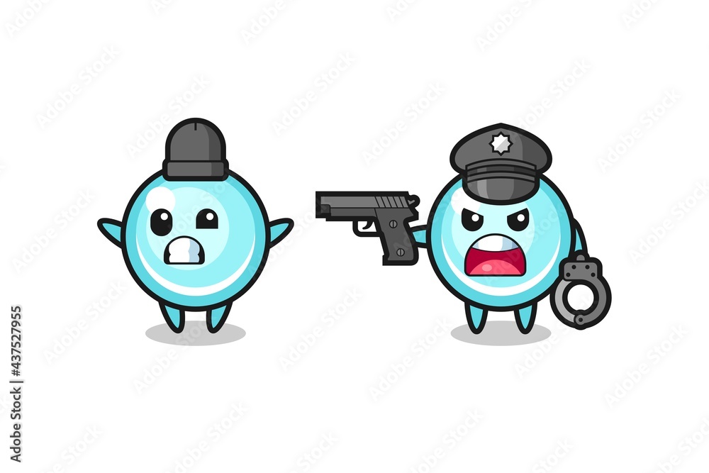 illustration of bubble robber with hands up pose caught by police illustration of bubble robber with hands up pose caught by police