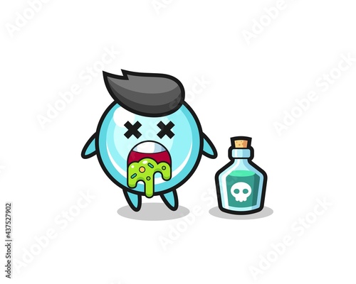 illustration of an bubble character vomiting due to poisoning