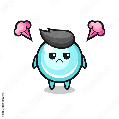 annoyed expression of the cute bubble cartoon character