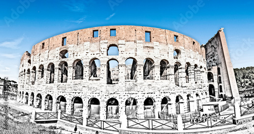 The Colosseum in Rome, between drawing and reality photo