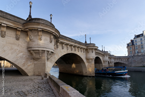 Barge under the pont Neuf bridge in Paris