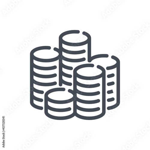 Stack of coins line icon. Pile of money coin vector outline sign.