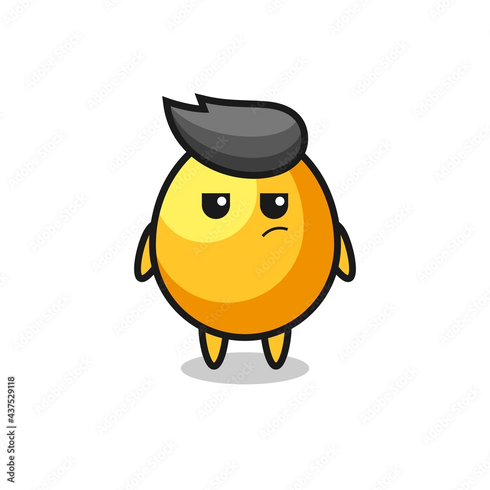cute golden egg character with suspicious expression