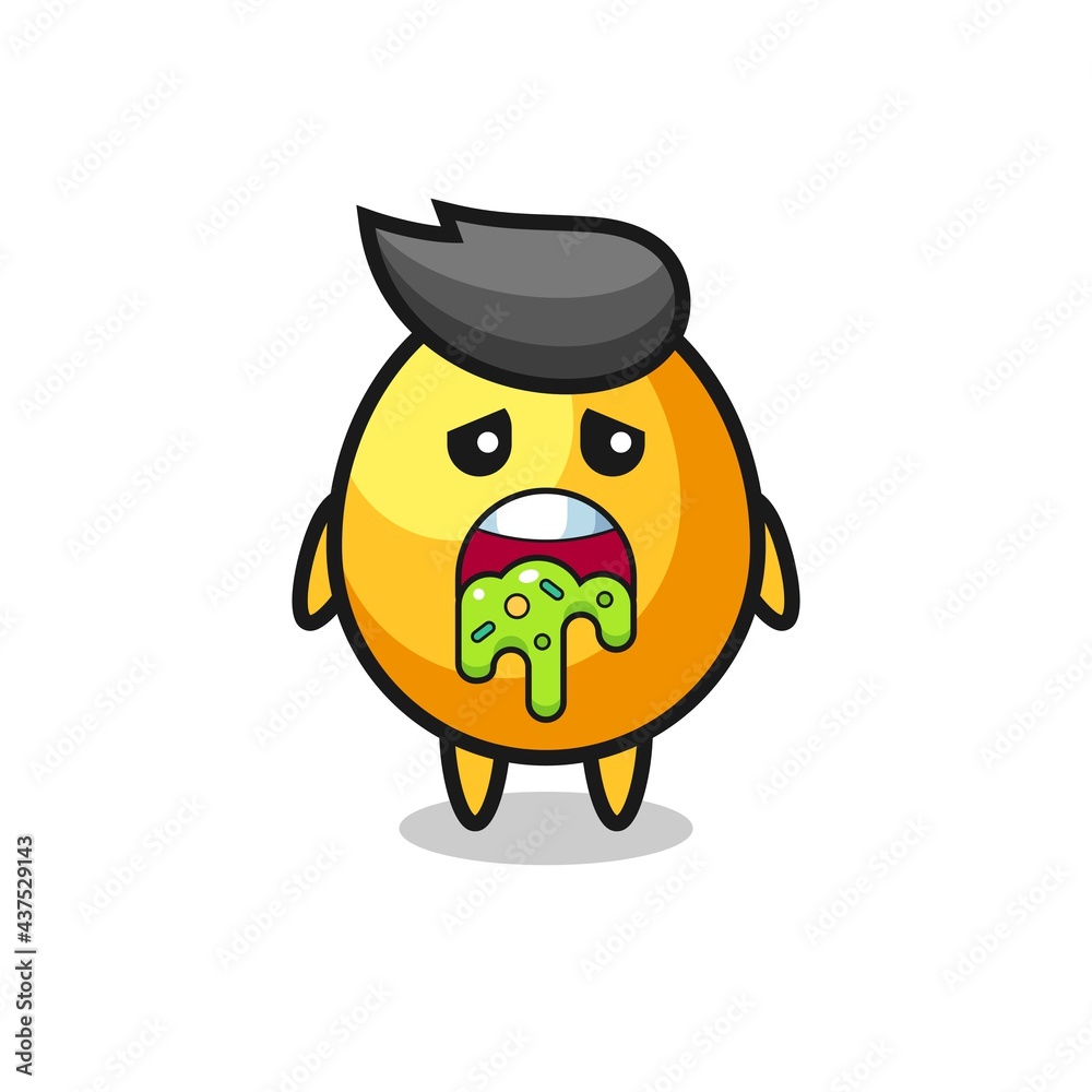 the cute golden egg character with puke